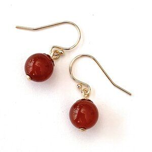 Fire Agate Earrings 14K Gold Filled Wires Handmade USA
